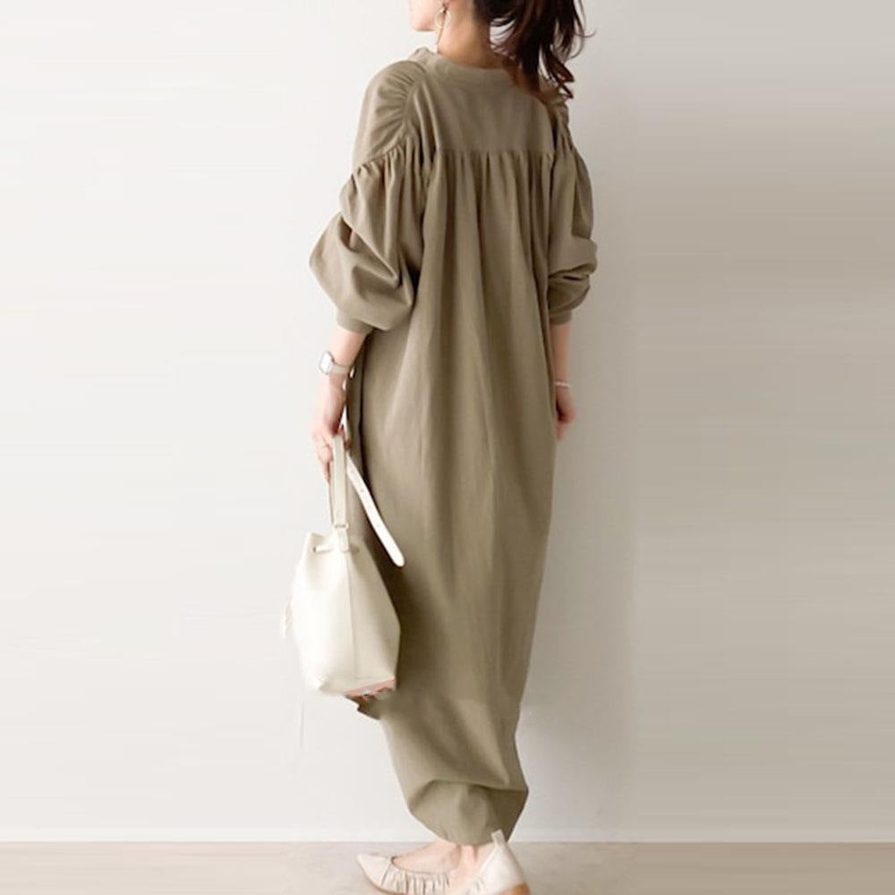 Spring new loose cotton and linen shirt dress