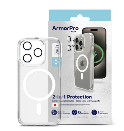 ArmorPro 2-in-1 Combo - غطاء جوال ايفون شفاف مع قابلية الشحن