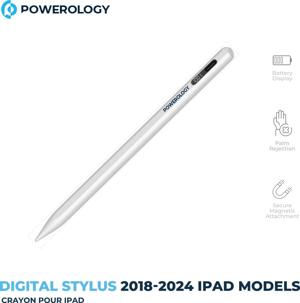 Powerology Digital Stylus 2018-2024 iPad Models - قلم رقمي لأجهزة اللوحية