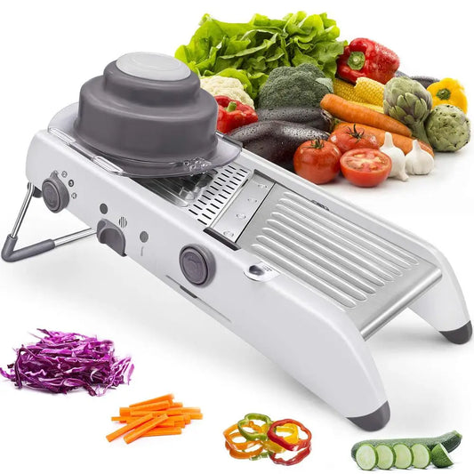 LMETJMA Adjustable Mandoline Slicer – 18-in-1 Stainless Steel Vegetable Cutter & Grater (Model KC0326)