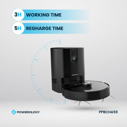 Powerology مكنسة وممسحة روبوتية ذكية - محطة ذكية