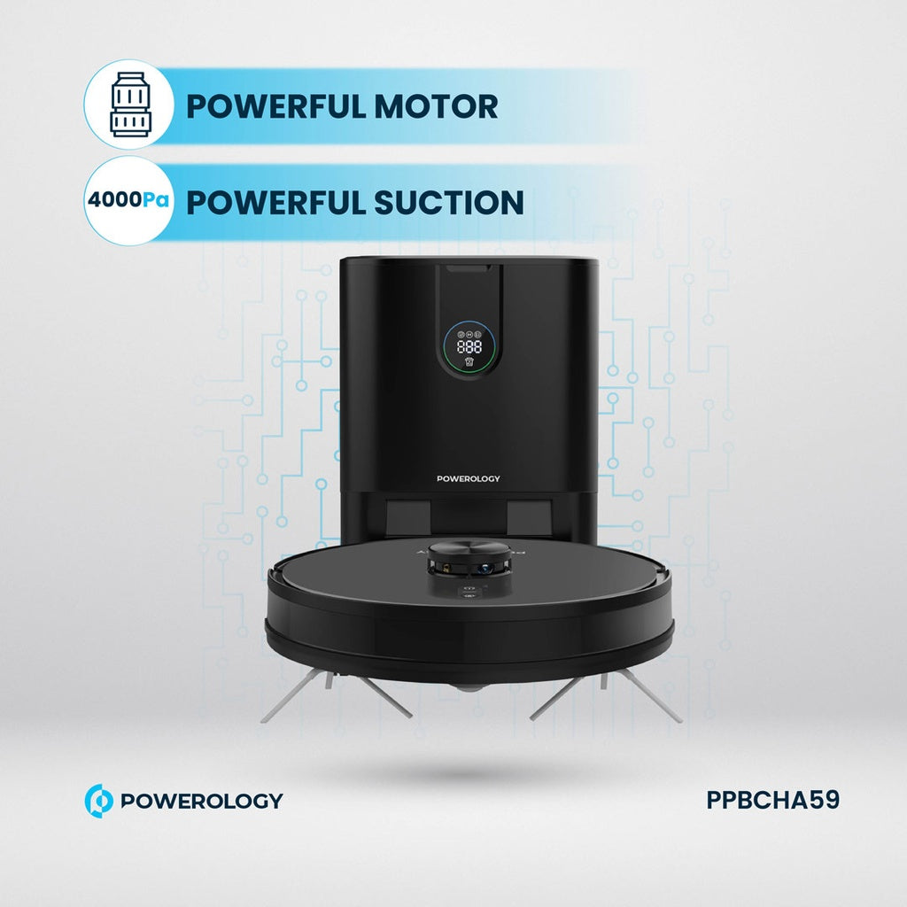 Powerology مكنسة وممسحة روبوتية ذكية - محطة ذكية
