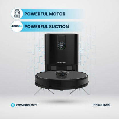 Powerology مكنسة وممسحة روبوتية ذكية - محطة ذكية