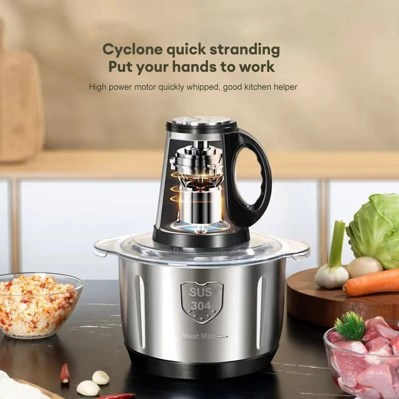 5L Electric Stainless Steel Meat Mincer & Food Processor – Garlic Blender & Chopper