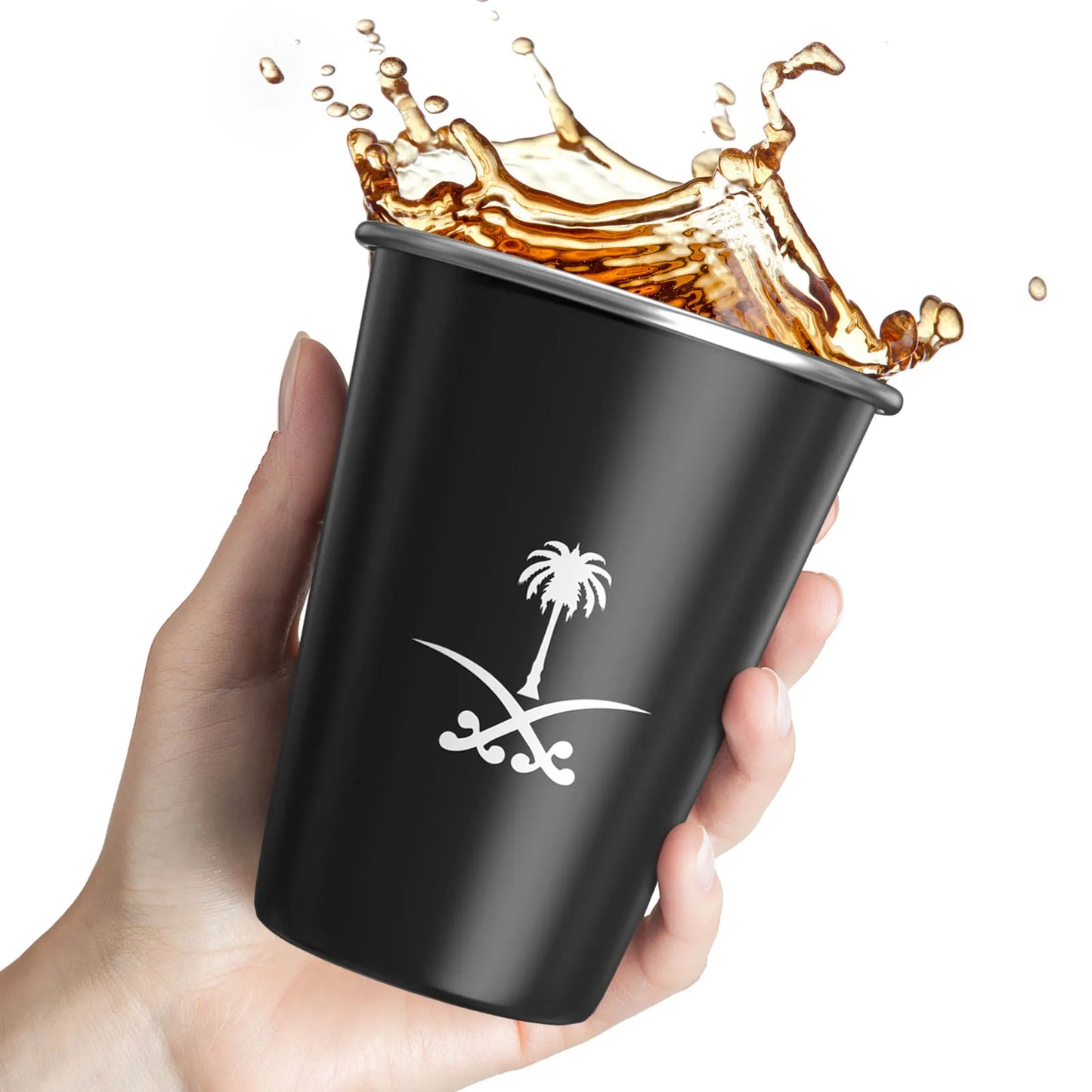 Saudi Arabia National Emblem Mug: Simple Design,  Stainless Steel