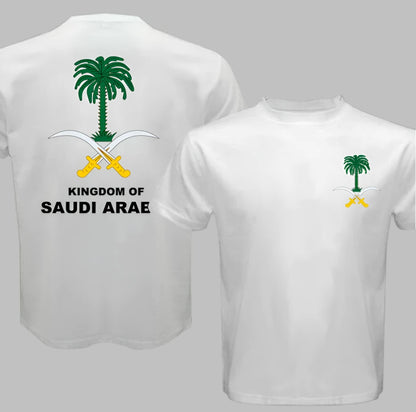 Front and Back Print T-Shirt with Saudi Arabian Crest