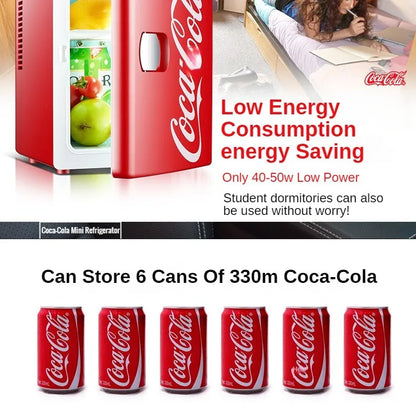 "4L 12V/220V Coca-Cola Mini Fridge – Multifunctional Cooler & Warmer for Cosmetics and Beverages – Ideal for Car & Home"