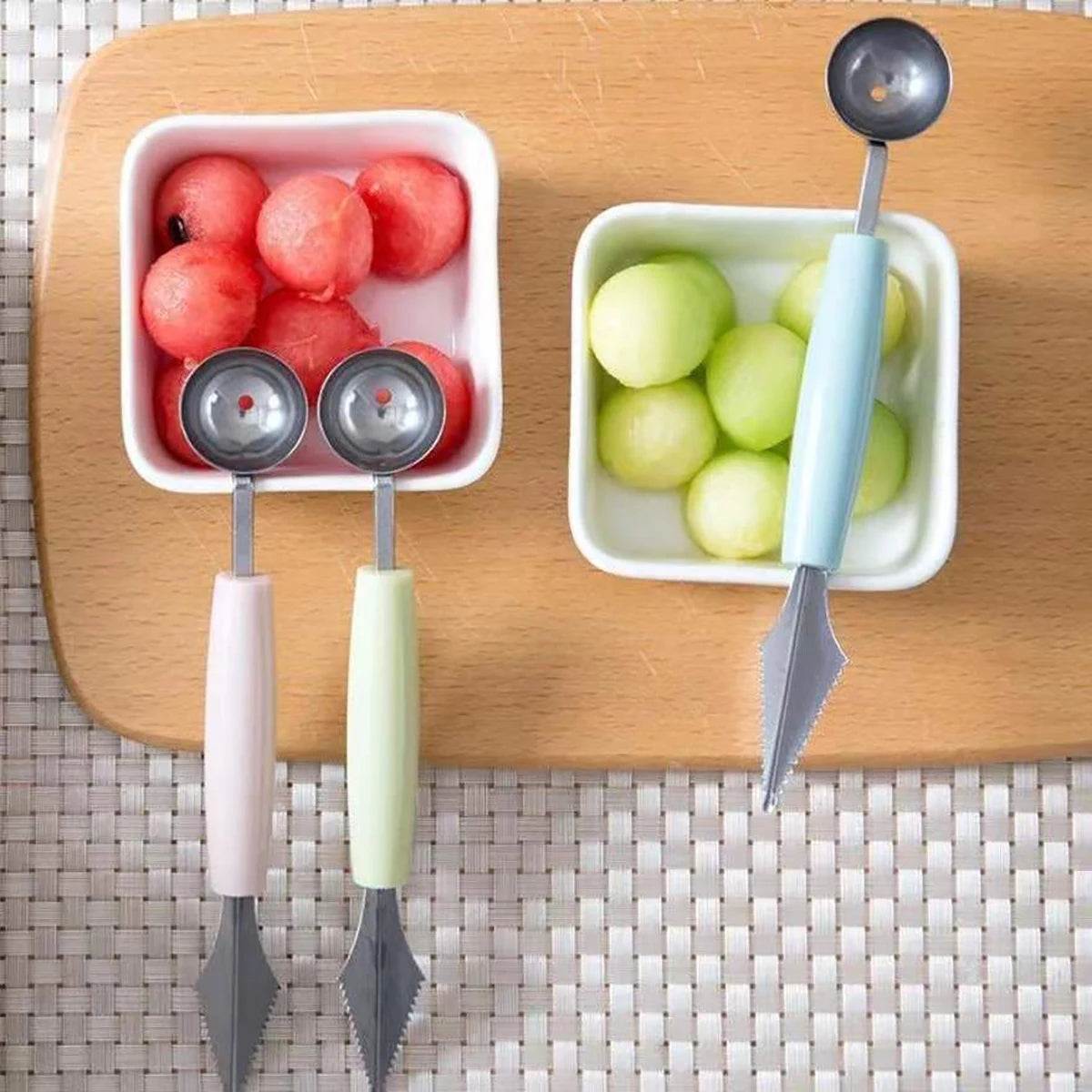 Multi-Function DIY Melon Baller & Fruit Carving Set – Watermelon Scoops, Fruit Slicer & Kitchen Accessory