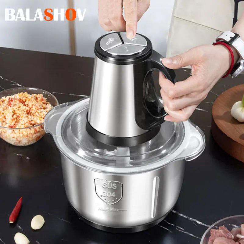 5L Electric Stainless Steel Meat Mincer & Food Processor – Garlic Blender & Chopper