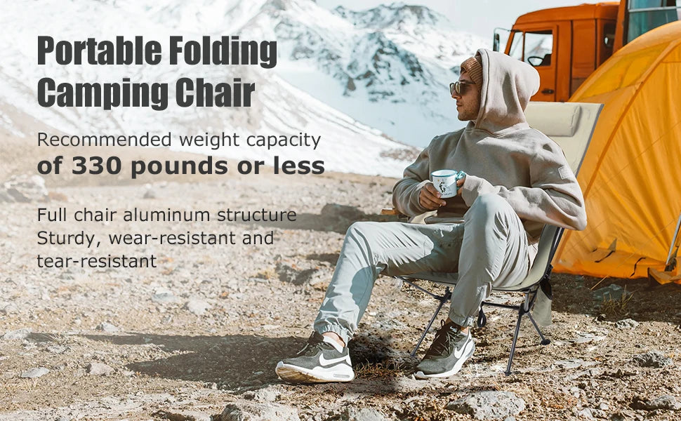 WESTTUNE Portable Folding Camping Chair with Headrest - Lightweight Aluminum Alloy Tourist Chair, Fishing Chair, Outdoor Furniture