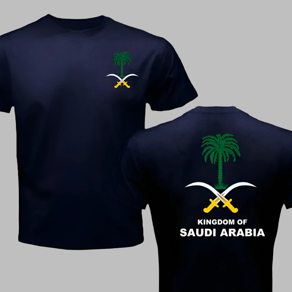 Front and Back Print T-Shirt with Saudi Arabian Crest