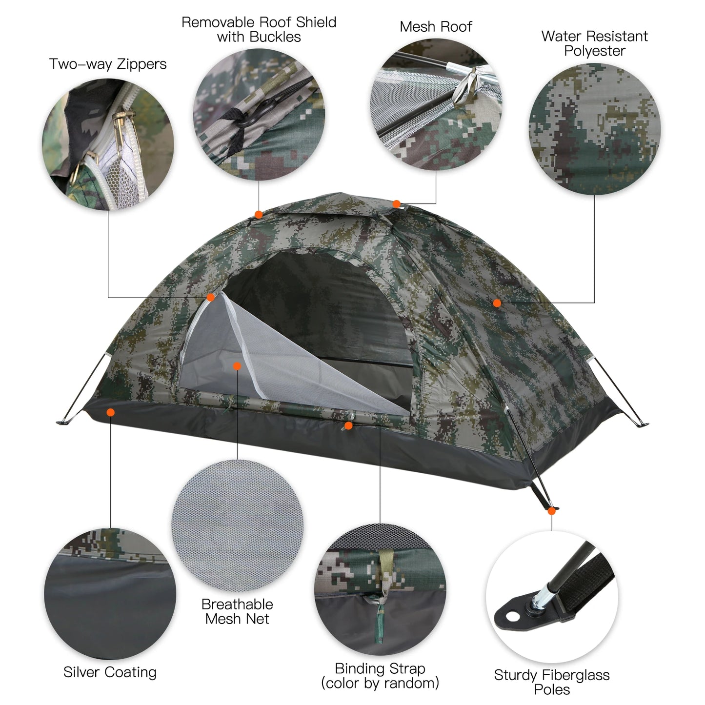 Ultralight Camping Tent - Single Layer Portable Tent with Anti-UV Coating, UPF 30+ for Outdoor, Beach, Fishing, and Desert