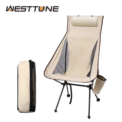 WESTTUNE Portable Folding Camping Chair with Headrest - Lightweight Aluminum Alloy Tourist Chair, Fishing Chair, Outdoor Furniture