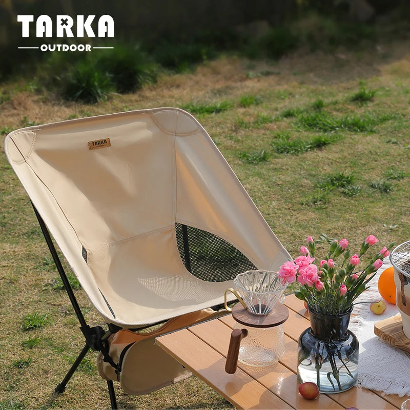 TARKA Foldable Camping Chair Set - Lightweight, Ultralight Folding Moon Chairs for Garden, Picnic, Beach, and Fishing