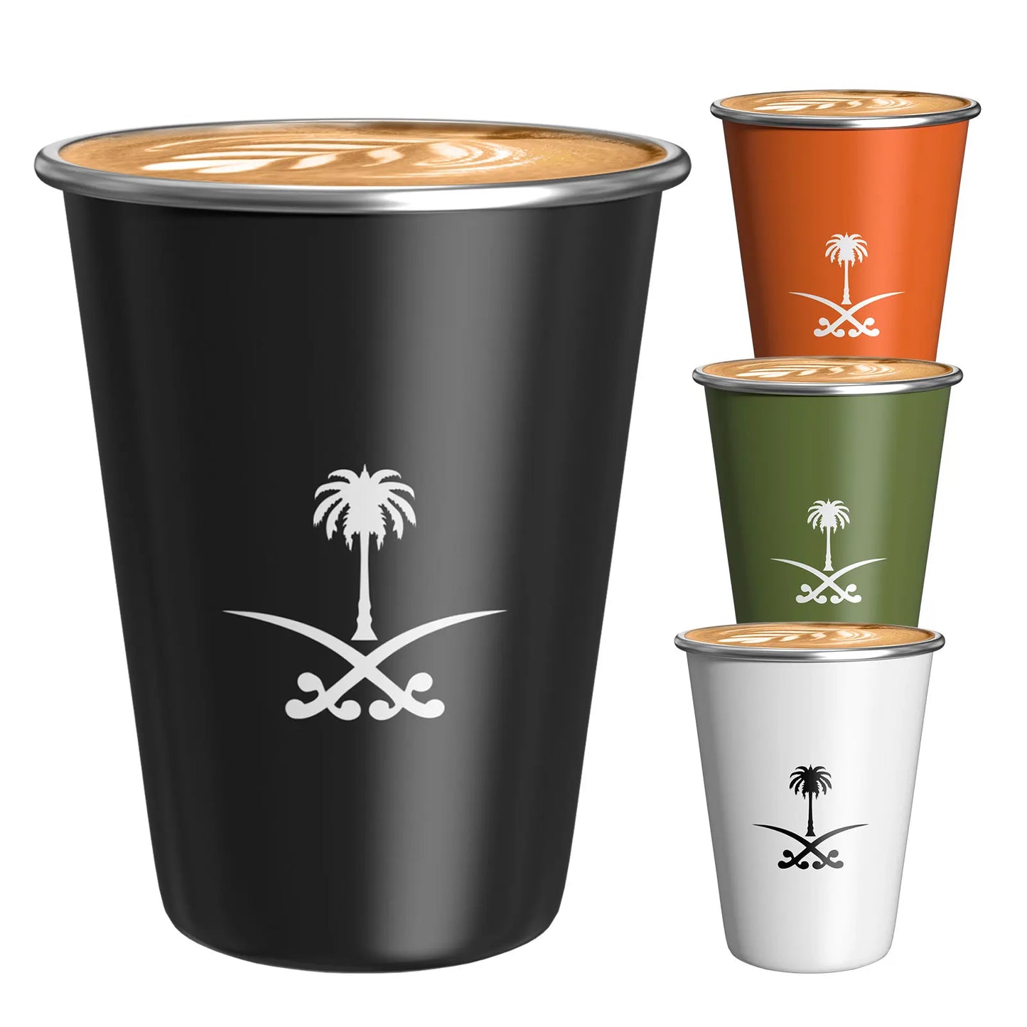 Saudi Arabia National Emblem Mug: Simple Design,  Stainless Steel