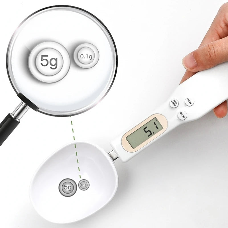 "Adjustable Weighing Spoon Scale - LCD Digital Kitchen Tool for Coffee, Food, Flour, and Baking"