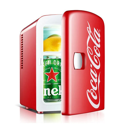 "4L 12V/220V Coca-Cola Mini Fridge – Multifunctional Cooler & Warmer for Cosmetics and Beverages – Ideal for Car & Home"