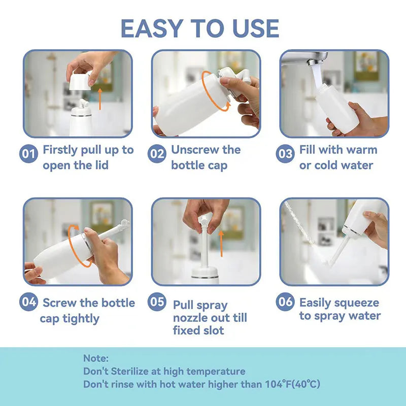 "400ml Portable Handheld Bidet Bottle with Spray Nozzle – Travel Hygiene & Personal Care Cleanser"