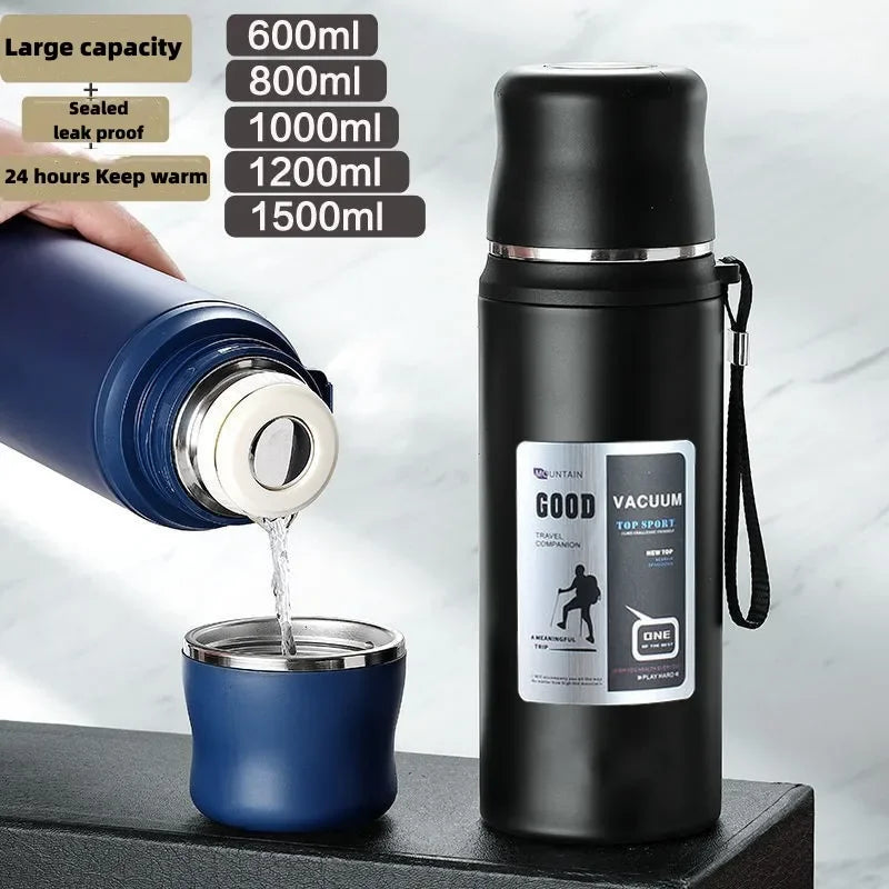 Large Capacity Leakproof Stainless Steel Vacuum Flask with Lid -  Thermal Cup