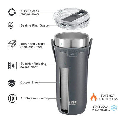 TYESO Stainless Steel Thermal Tumbler - Vacuum Insulated Travel Coffee Mug