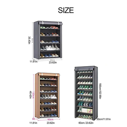 6/8/10-Tier Dustproof Shoe Rack Organizer - Space-Saving Shoe Cabinet with Multilayer Nonwoven Shelves