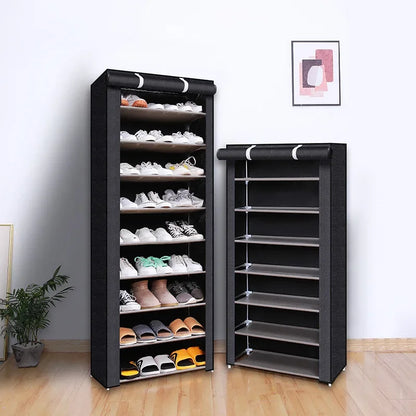 6/8/10-Tier Dustproof Shoe Rack Organizer - Space-Saving Shoe Cabinet with Multilayer Nonwoven Shelves