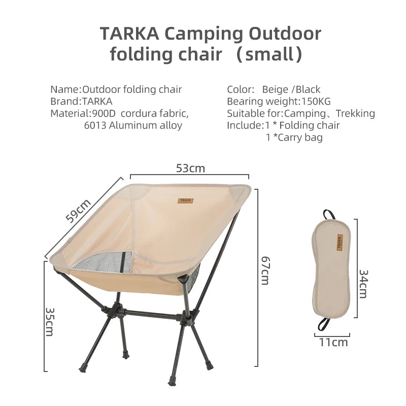 TARKA Foldable Camping Chair Set - Lightweight, Ultralight Folding Moon Chairs for Garden, Picnic, Beach, and Fishing