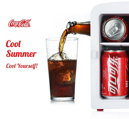 "4L 12V/220V Coca-Cola Mini Fridge – Multifunctional Cooler & Warmer for Cosmetics and Beverages – Ideal for Car & Home"