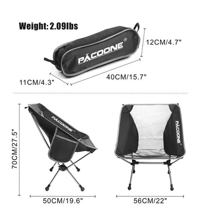 Travel Ultralight Folding Aluminum Chair - Superhard, High Load Capacity Portable Seat for Outdoor Camping, Beach, Hiking, Picnic, and Fishing