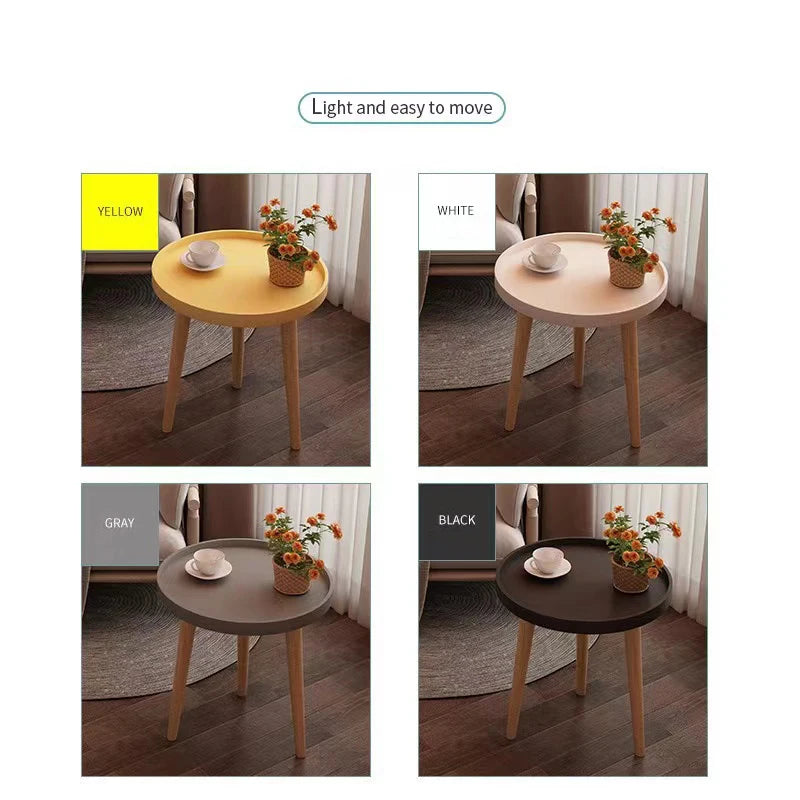 Round Coffee Table with 3 Legs – Stable Side Table for Living Room, Bedroom, Office