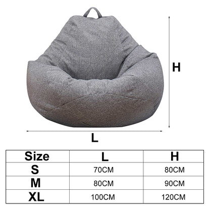 Lazy Sofa Cover Chair (No Filler) - Adult Bean Bag Couch for Living Room, Bedroom, Home, Tatami Lounger Seat