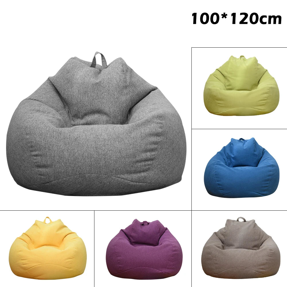 Lazy Sofa Cover Chair (No Filler) - Adult Bean Bag Couch for Living Room, Bedroom, Home, Tatami Lounger Seat