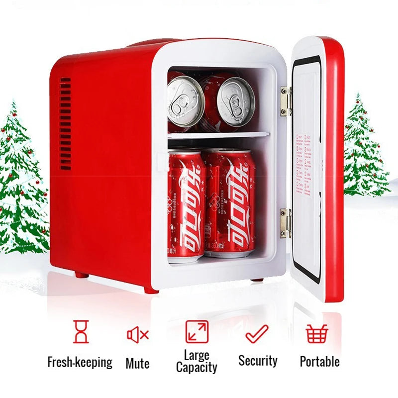 "4L 12V/220V Coca-Cola Mini Fridge – Multifunctional Cooler & Warmer for Cosmetics and Beverages – Ideal for Car & Home"