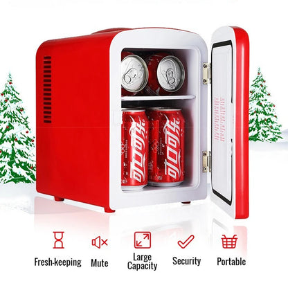 "4L 12V/220V Coca-Cola Mini Fridge – Multifunctional Cooler & Warmer for Cosmetics and Beverages – Ideal for Car & Home"