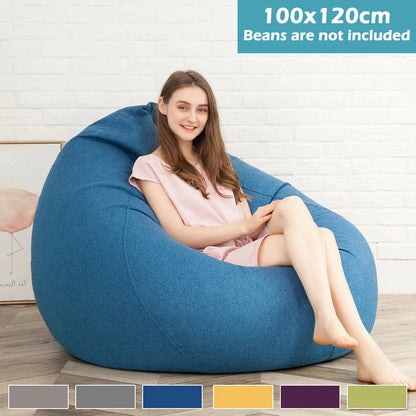 Lazy Sofa Cover Chair (No Filler) - Adult Bean Bag Couch for Living Room, Bedroom, Home, Tatami Lounger Seat