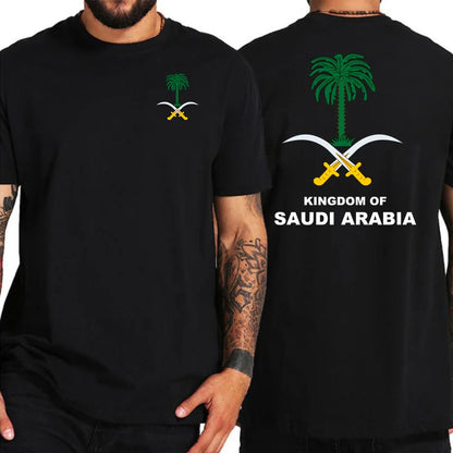 Front and Back Print T-Shirt with Saudi Arabian Crest