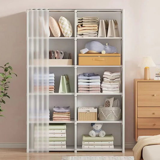 5/6-Layer Dustproof Wardrobe Storage Cabinet with High Capacity and Partitioned Shelves