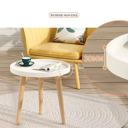 Round Coffee Table with 3 Legs – Stable Side Table for Living Room, Bedroom, Office