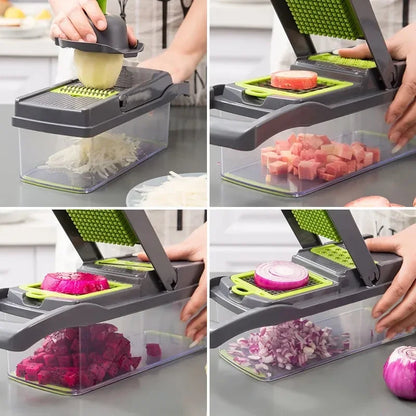 14/16-in-1 Vegetable Chopper: Multifunctional slicer, dicer, and grater for efficient kitchen prep.