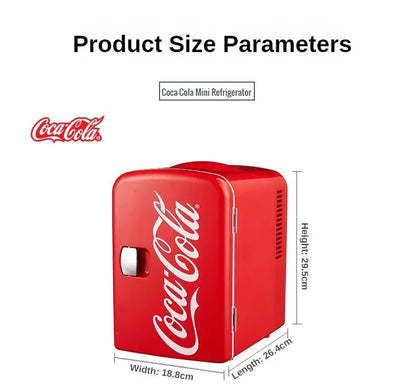 "4L 12V/220V Coca-Cola Mini Fridge – Multifunctional Cooler & Warmer for Cosmetics and Beverages – Ideal for Car & Home"