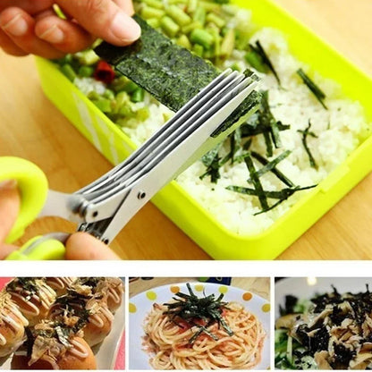 Muti-Layers Kitchen Scissors Stainless Steel Vegetable Cutter Scallion Herb Laver Spices cooking Tool Cut Kitchen Accessories