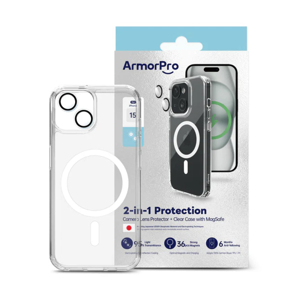 ArmorPro 2-in-1 Combo - غطاء جوال ايفون شفاف مع قابلية الشحن