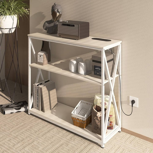 3-Tier Adjustable Console Table (100 x 35 cm): Entryway table with charging station, storage shelf, and coffee corner functionality.