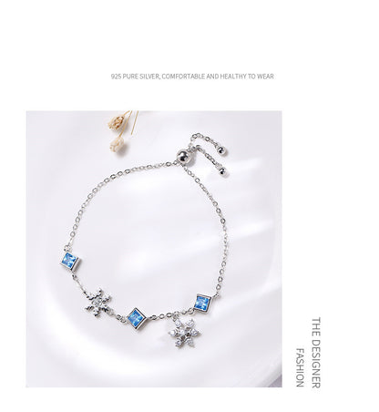 Sterling Silver Snowflake Bracelet with Colored crystals