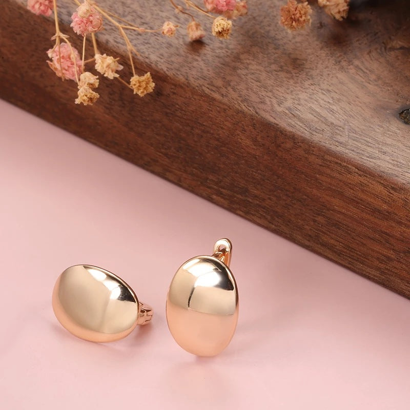 Women's Rose Gold Oval Earrings