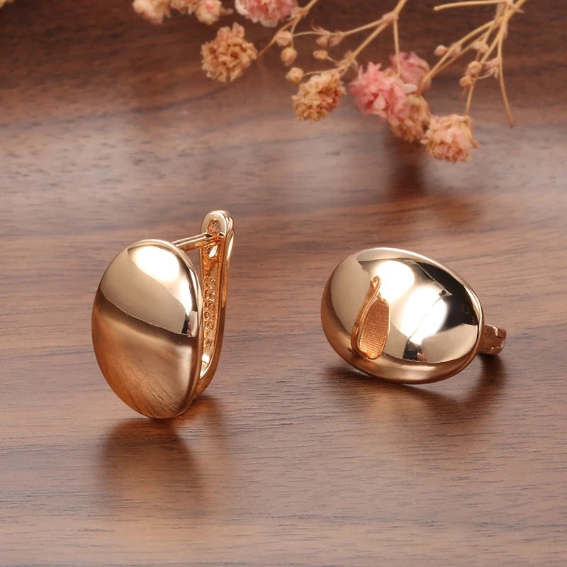 Women's Rose Gold Oval Earrings