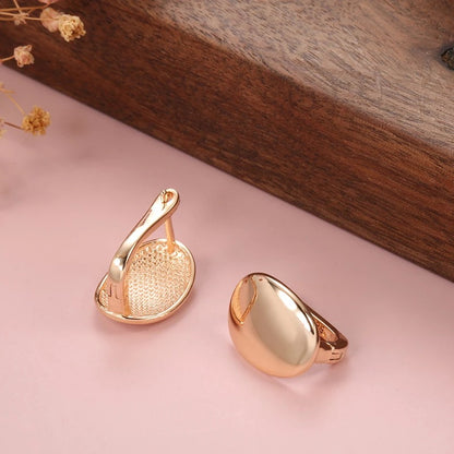 Women's Rose Gold Oval Earrings